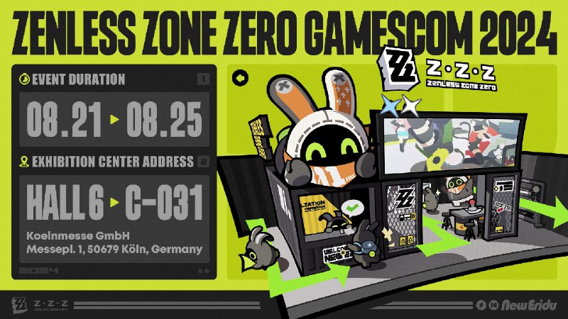 Zenless Zone Zero gamescom 2024 booth directionsDear Proxy, take this map! We'll see you at gamescom!Click on our official website for more info about our booth and prizes: