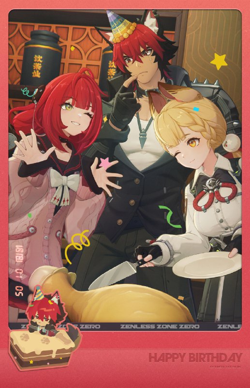 生日快乐狛野真斗丨骗局下的惊喜「柚叶，你说的惊喜就是这个吗？」「你不会是特意去找墩儿买的同款抱枕吧...」「锵锵！你被骗啦！」「这其实是柚叶专属定制超大号鸡腿蛋糕！」source @ZZZ_Game #生日贺图生日快乐狛野真斗丨骗局下的惊喜「柚叶，你说的惊喜就是这个吗？」「你不会是特意去找墩儿买的同款抱枕吧...」「锵锵！你被骗啦！」「这其实是柚叶专属定制超大号鸡腿蛋糕！」source @ZZZ_Game #生日贺图