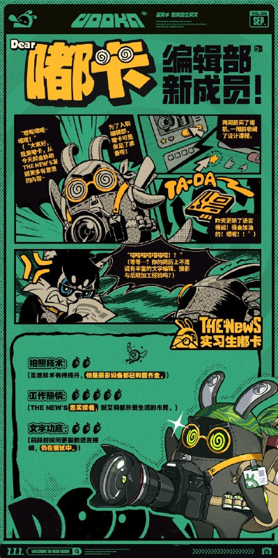 THE NEW'S Vol.006 编辑部新成员！（新消息提醒…）嗯呢？有点眼熟的消息…是编辑部！“喵！喵喵喵喵喵...喵喵喵喵……”（THE NEW'S的读者们好！采风回来后，杂志社的邮箱里收到了许多读者们的阅读反馈，除此之外，还收到了不少预期之外的东西——应聘简历
