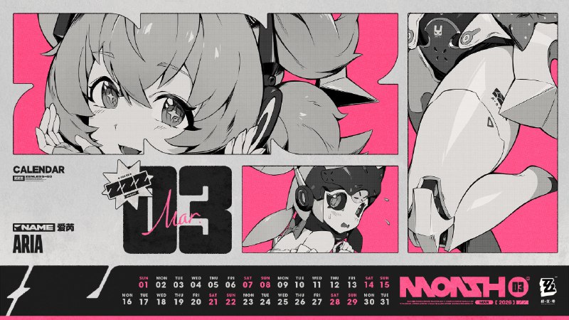 《绝区零》2026年3月月历壁纸「因为有大家的支持，我才能感受到这么多快乐和幸福