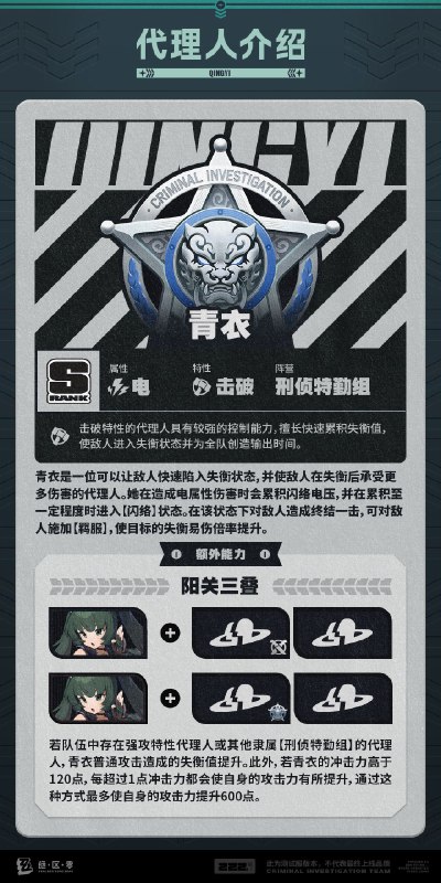 代理人机制介绍：青衣篇更新即将完成…资料库中已收录代理人【青衣】的战斗相关信息，重点内容解析完毕，请查收