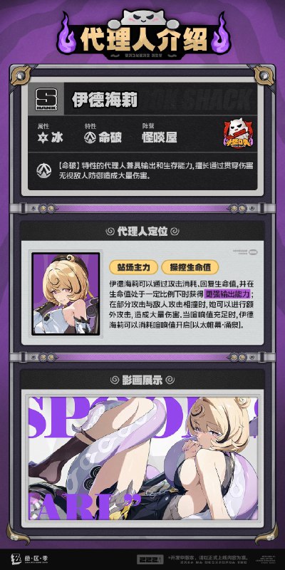 代理人机制介绍丨伊德海莉篇更新即将完成…资料库中已收录代理人【伊德海莉】的战斗相关信息，重点内容解析完毕，请查收