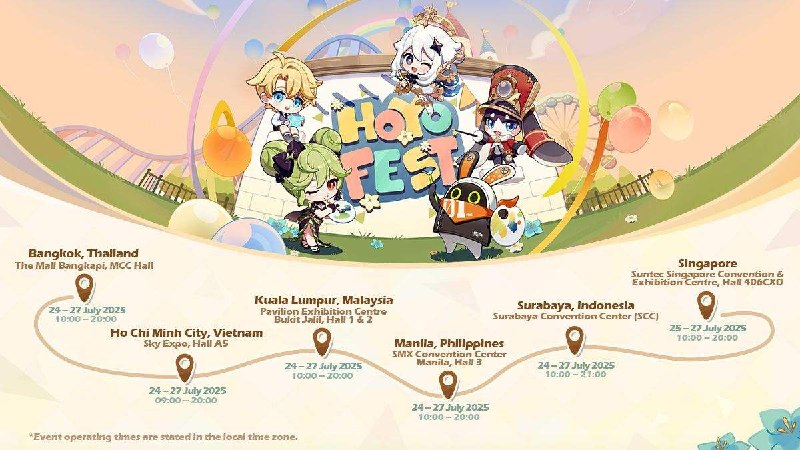 HoYo FEST 2025 即将开启！绳匠紧急任务，发布！HoYo FEST 2025 将于7月拉开帷幕，新加坡、马来西亚、菲律宾、印尼、泰国、越南...... 线上线下超多精彩活动等你来体验！◆◆◆◆◆◆ 创作者区及舞台活动招募 ◆◆◆◆◆◆今年还有专属特别活动环节等你来解锁，期待绳匠们的加入~🎨 创作者区：展示你的独特作品，更有专属区域可与志同道合的玩家交流互动，碰撞灵感火花！🎭 舞台活动：开放舞台、Cosplay展示、二创作品展示……你的才艺，值得被全世界看到！马上报名加入 HoYo FEST 2025 特别活动吧~● 创作者区：