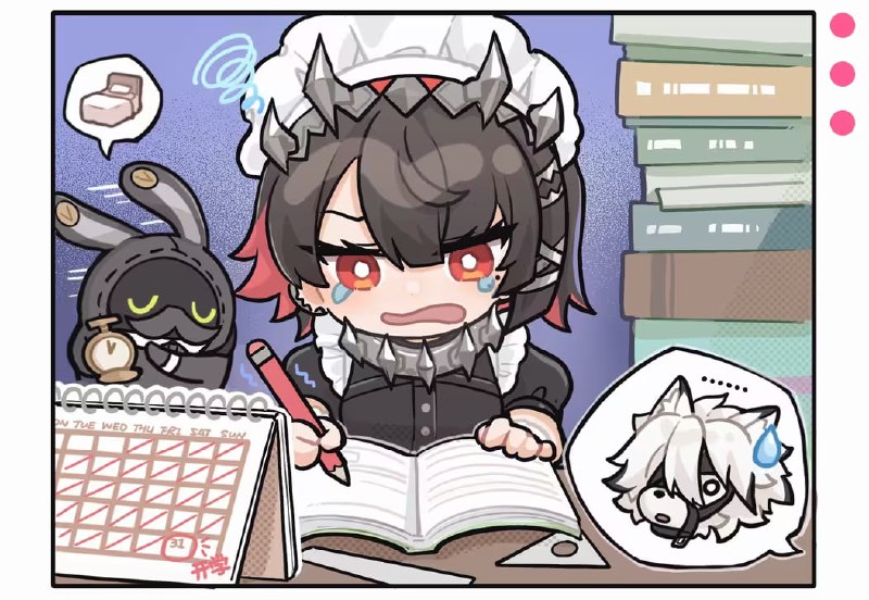 「开学前夜」艾莲整个暑假都在忙家政的委托呢，虽然白天看起来慵慵懒懒的，原来这么晚了还在加班收尾，真是个努力的好孩子啊......等等？？source @BangBooBang「开学前夜」艾莲整个暑假都在忙家政的委托呢，虽然白天看起来慵慵懒懒的，原来这么晚了还在加班收尾，真是个努力的好孩子啊......等等？？source @BangBooBang