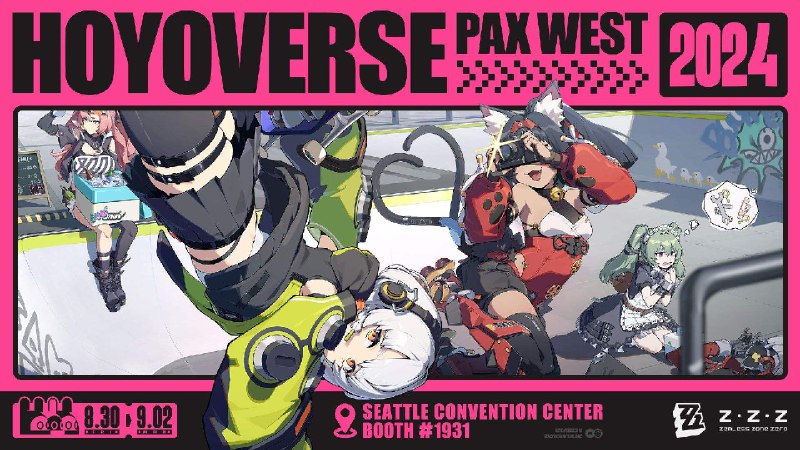 Zenless Zone Zero Confirms Attendance at PAX West 2024! Proxies,Zenless Zone Zero will be at PAX West in Seattle from August 30 to September 2! Join us for exciting activities, game demos, and exclusive merch giveaways.Additionally, we'll be participating in PAX West's official pin trading event, Pin Quest, to celebrate our first standalone presence at the exhibition. See you in Seattle!source @ZZZ_Game #hoyoverseZenless Zone Zero Confirms Attendance at PAX West 2024! Proxies,Zenless Zone Zero will be at PAX West in Seattle from August 30 to September 2! Join us for exciting activities, game demos, and exclusive merch giveaways.Additionally, we'll be participating in PAX West's official pin trading event, Pin Quest, to celebrate our first standalone presence at the exhibition. See you in Seattle!source @ZZZ_Game #hoyoverse