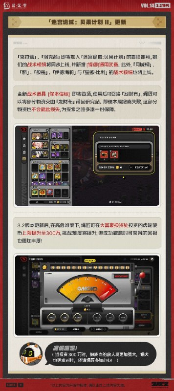 丽都修葺漫谈Vol.14丨系统&玩法篇绳匠们好！本期为大家带来的是3.2版本系统优化、「迷宫诡域：贝果计划 II」更新情报等内容，一起来看看吧！source @ZZZ_Game #丽都修葺漫谈丽都修葺漫谈Vol.14丨系统&玩法篇绳匠们好！本期为大家带来的是3.2版本系统优化、「迷宫诡域：贝果计划 II」更新情报等内容，一起来看看吧！source @ZZZ_Game #丽都修葺漫谈