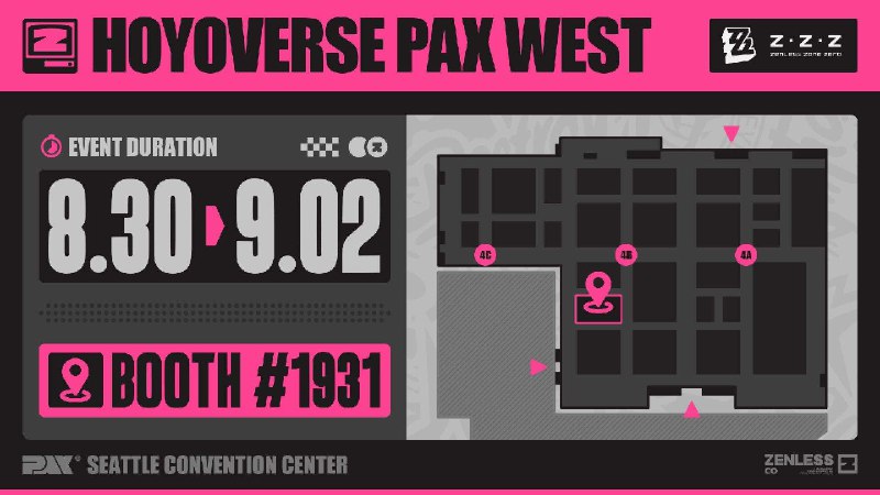 Zenless Zone Zero Confirms Attendance at PAX West 2024! Proxies,Zenless Zone Zero will be at PAX West in Seattle from August 30 to September 2! Join us for exciting activities, game demos, and exclusive merch giveaways.Additionally, we'll be participating in PAX West's official pin trading event, Pin Quest, to celebrate our first standalone presence at the exhibition. See you in Seattle!source @ZZZ_Game #hoyoverseZenless Zone Zero Confirms Attendance at PAX West 2024! Proxies,Zenless Zone Zero will be at PAX West in Seattle from August 30 to September 2! Join us for exciting activities, game demos, and exclusive merch giveaways.Additionally, we'll be participating in PAX West's official pin trading event, Pin Quest, to celebrate our first standalone presence at the exhibition. See you in Seattle!source @ZZZ_Game #hoyoverse